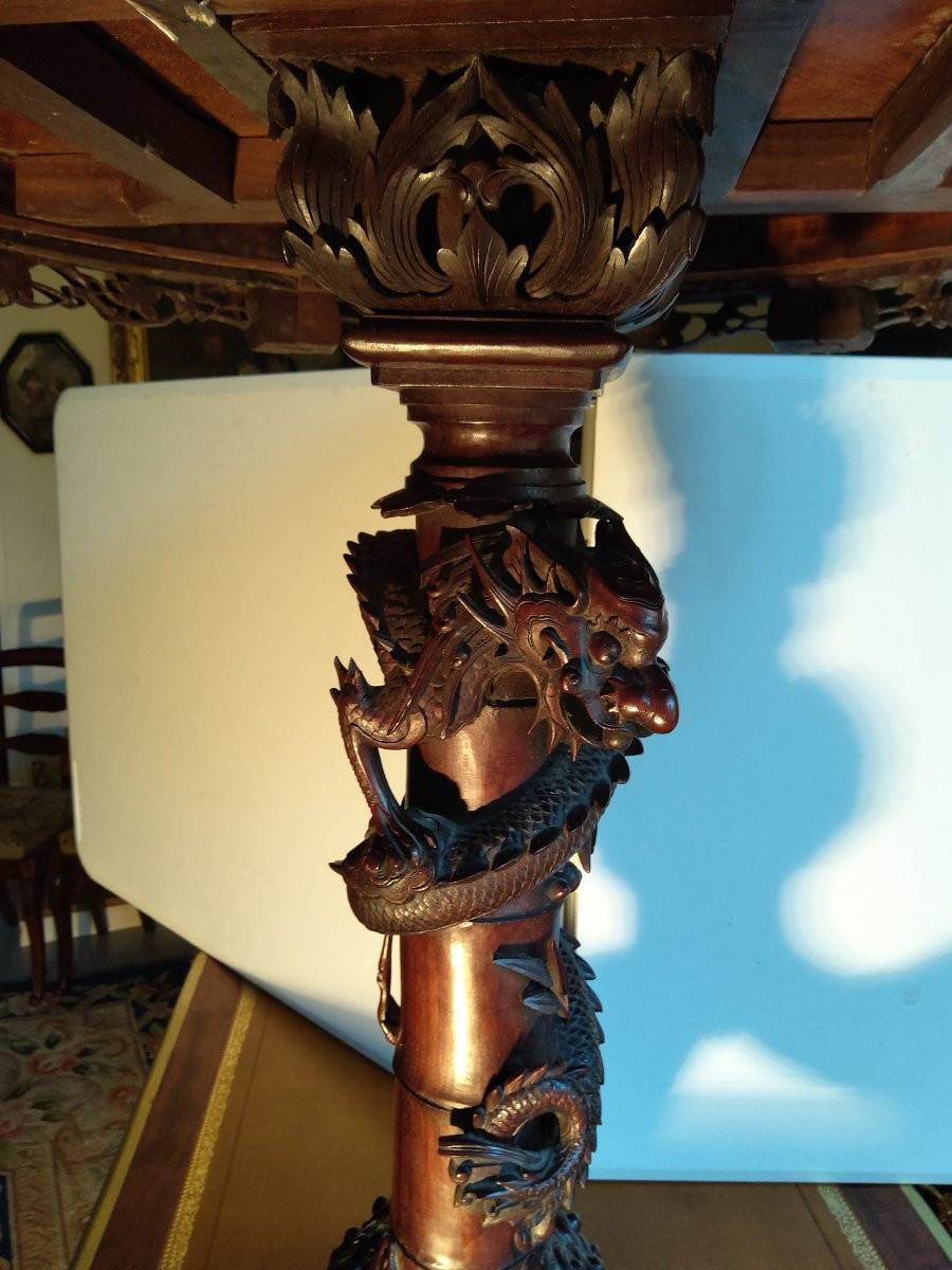 19th Century Vietnam Or China Pedestal Table In Sandalwood-photo-2